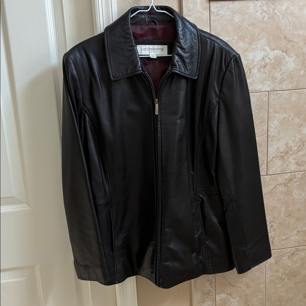 Liz Claiborne Black Leather Outerwear